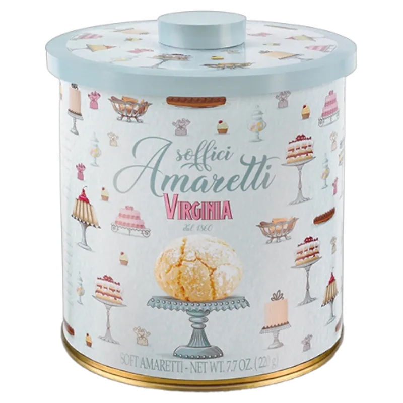Blikken doos gevuld met amaretti 220gr