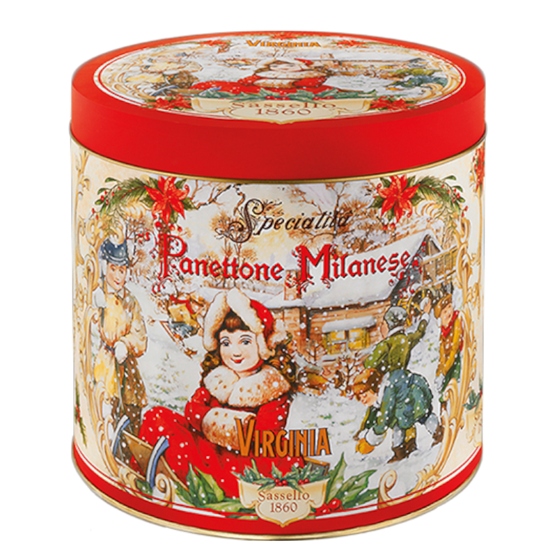 Panettone in red round tin 1kg