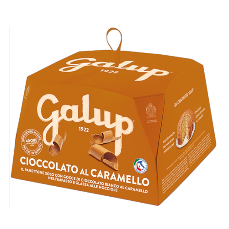 Panettone with white chocolate and caramel