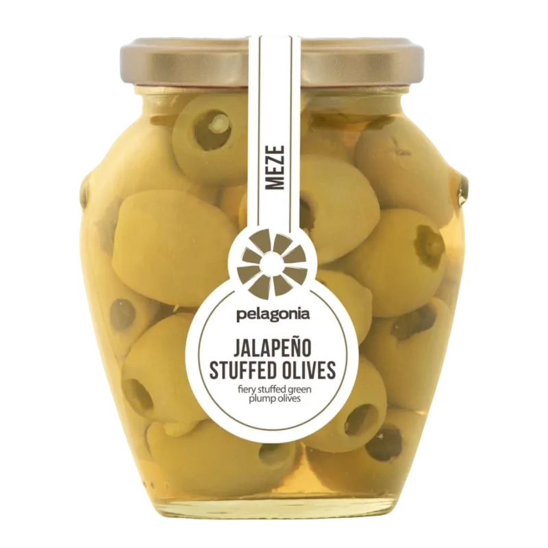 Pelagonia Olijven Groen Met Jalapeño Pepers 300g