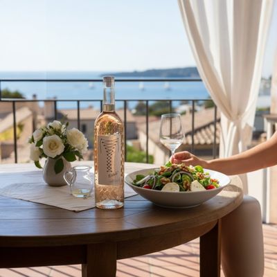 Fresh goat cheese salad &amp; 2024 Exhib Cap d’Agde Rosé