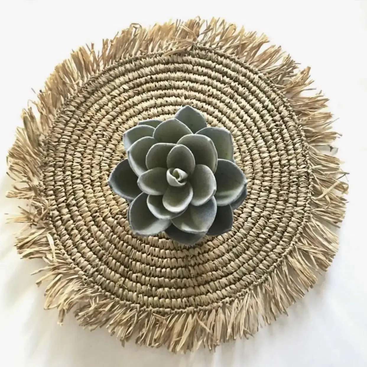The Fringe Raffia Placemat Round - Natural