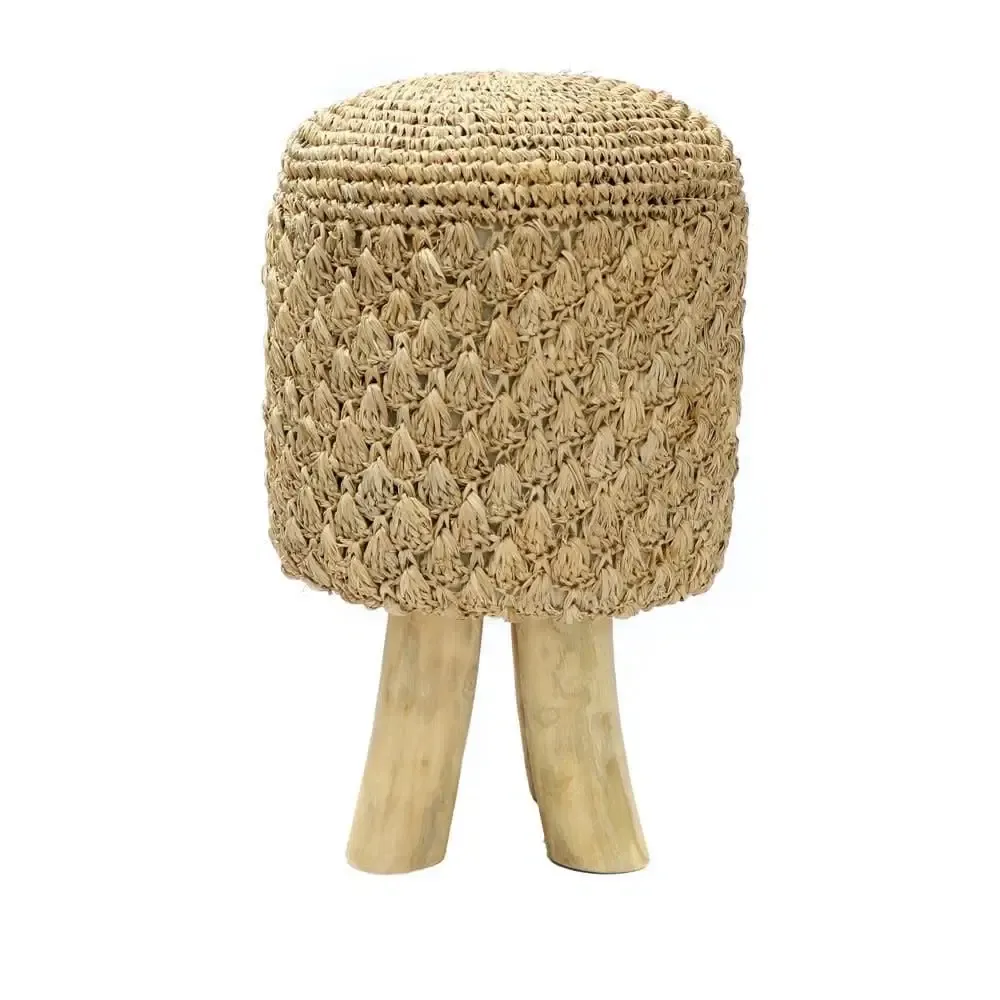 The Raffia Tressed Stool - Natural
