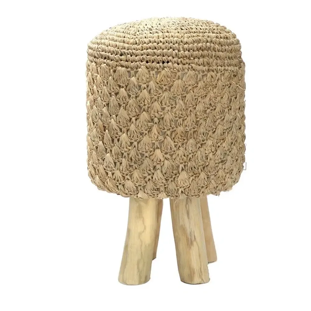 The Raffia Tressed Stool - Natural