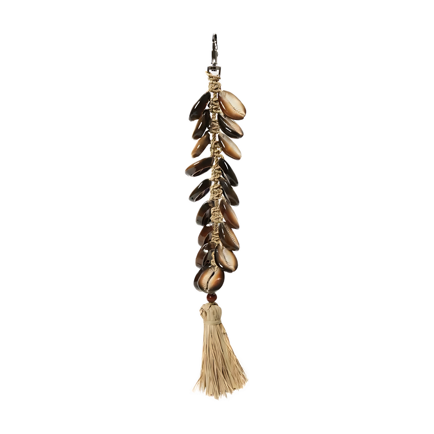 The Raffia Fishbone Keychain - Natural Black