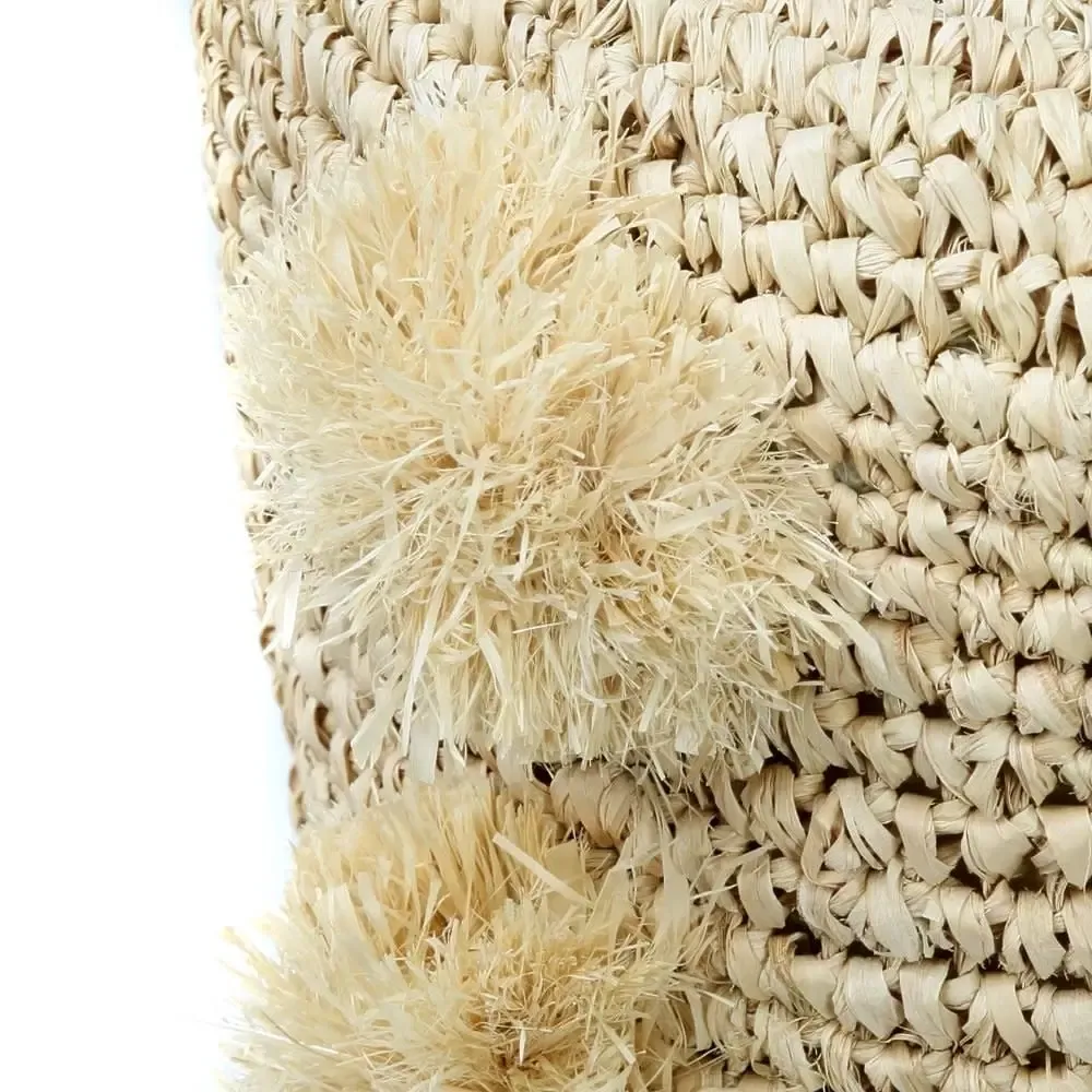 The Raffia Pom Pom Stool - Natural