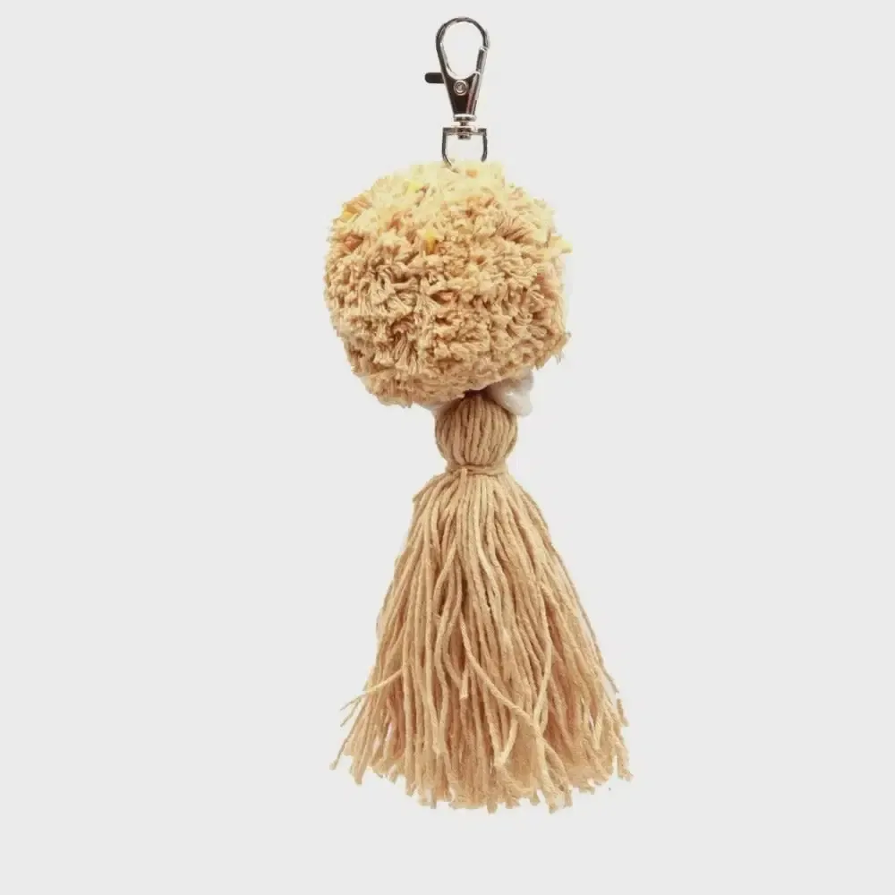 Keychain Pompon-Cowrie-Tassel - Mocca