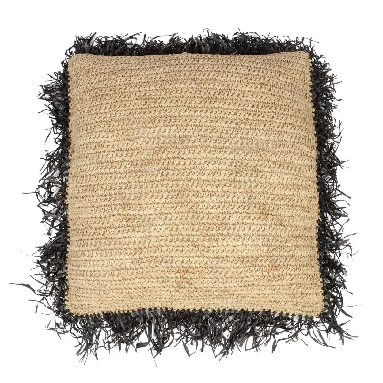 The Raffia Cushion Cover Square - Natural Black - L