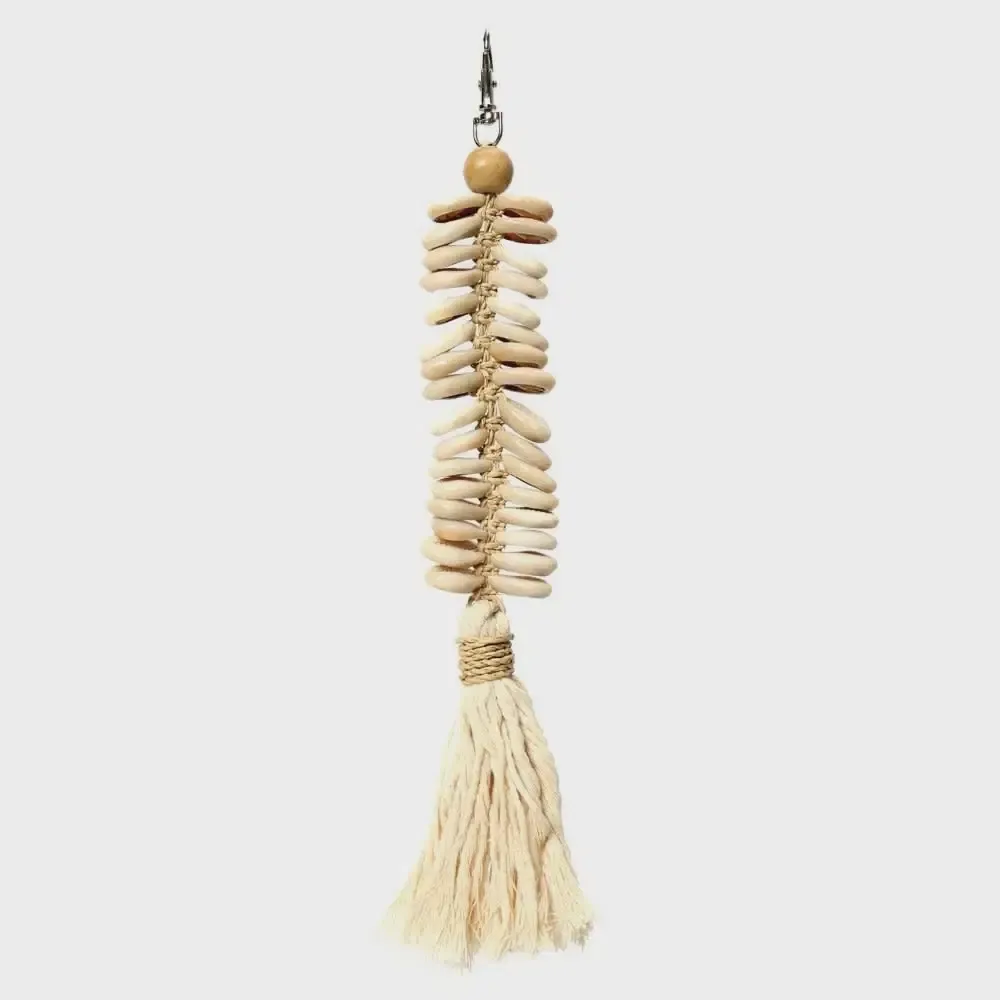 The Fishbone Macrame Keychain - Cream