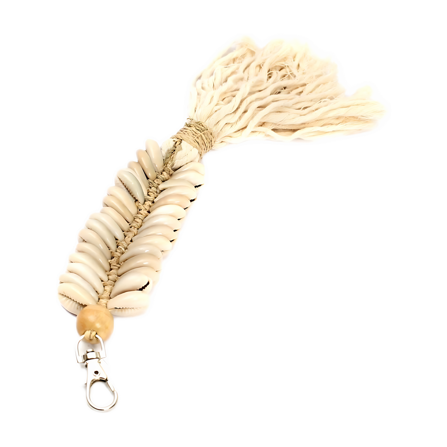 The Fishbone Macrame Keychain - Cream