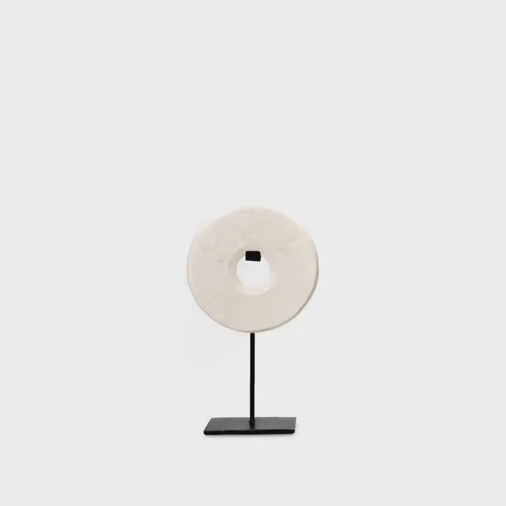 The Marble Disc on Stand - White - S