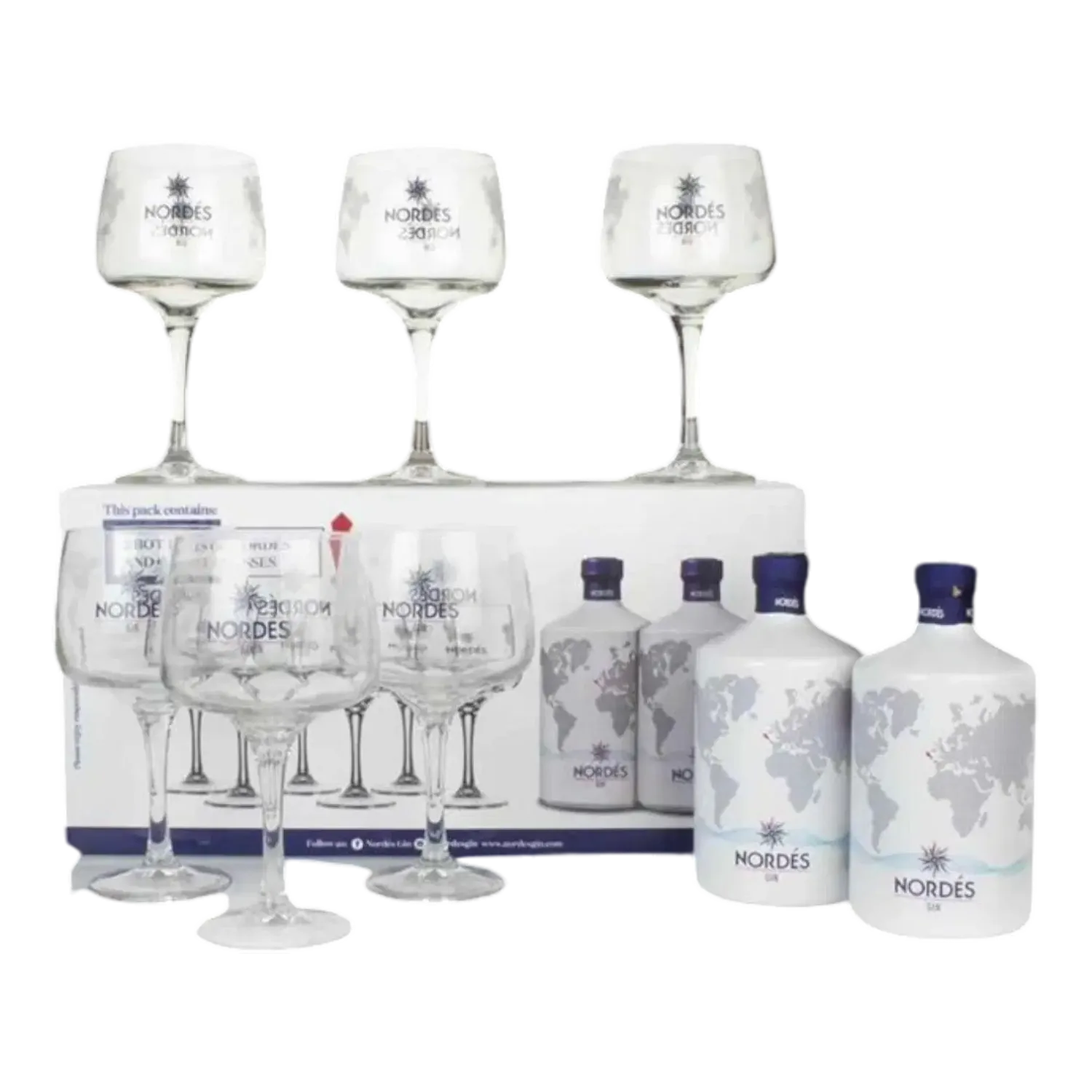 2 x Nordes Gin 40° - 0,7L + 6 glazen