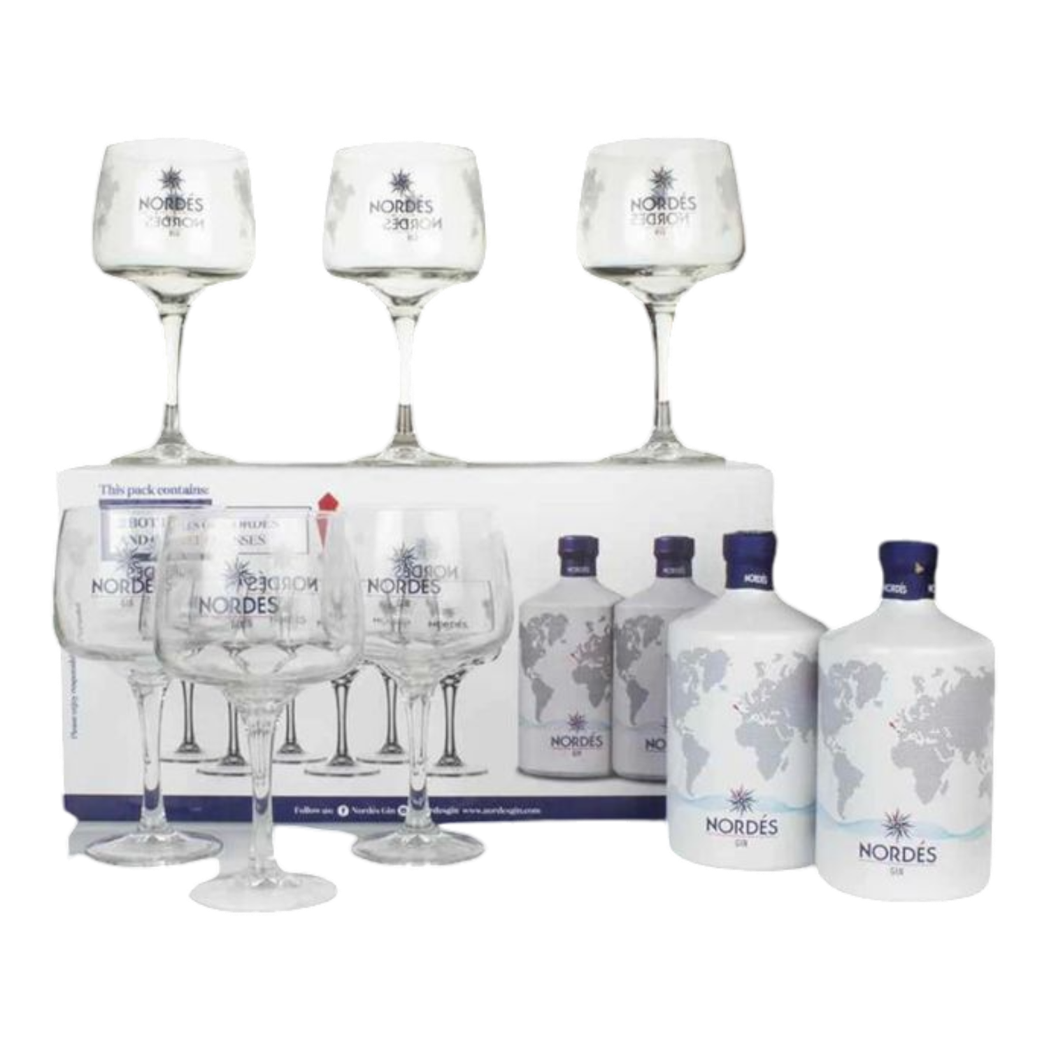2 x Nordes Gin 40° - 0,7L + 6 glazen