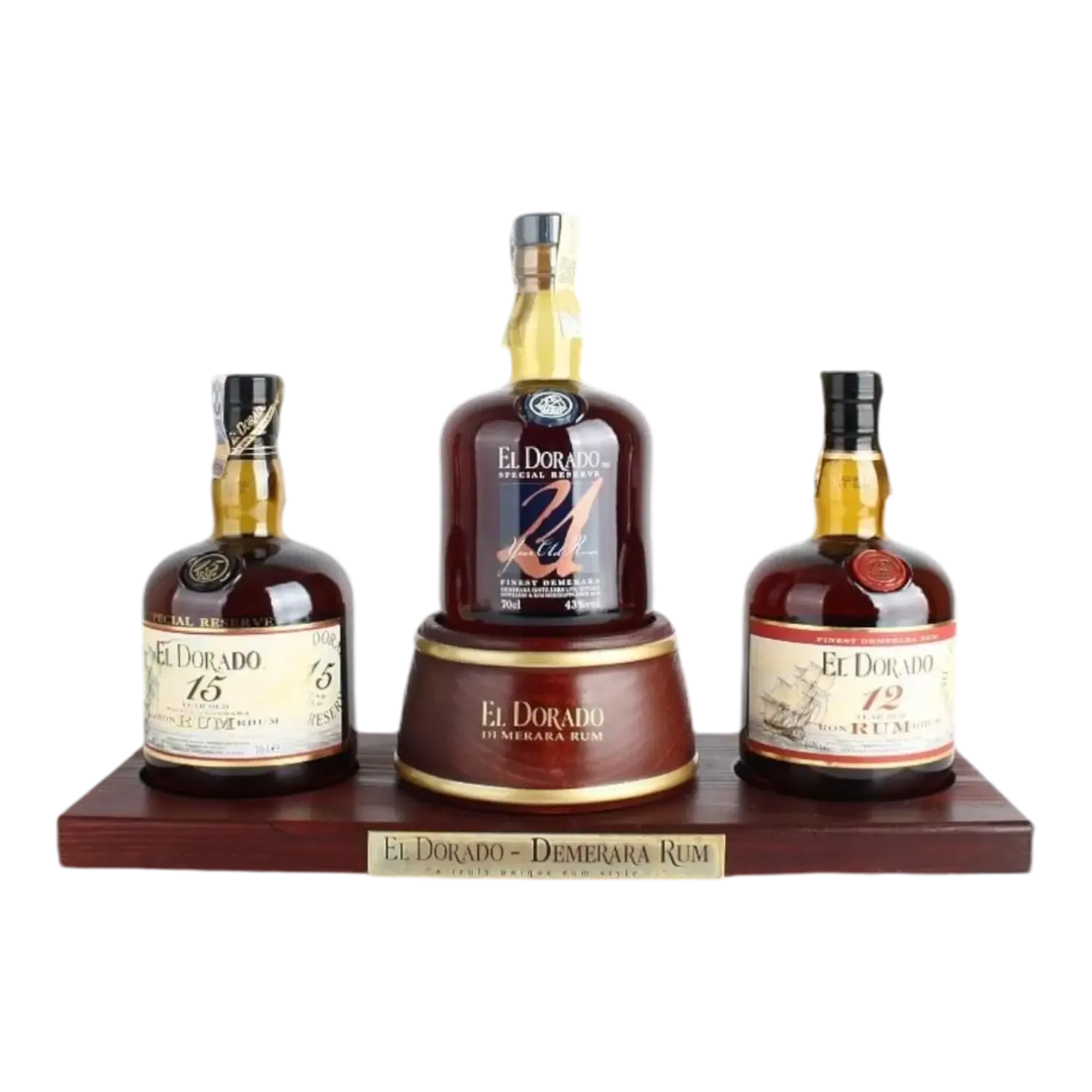 El Dorado Display met 3 flessen rum van 12y-15y-21y 42° - 2,1L