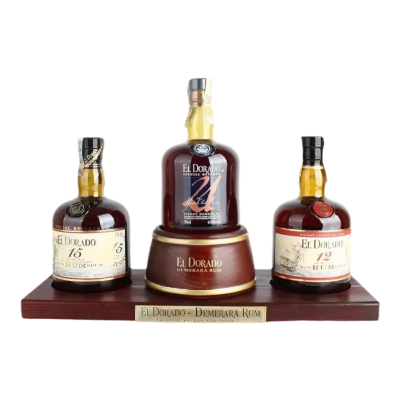 El Dorado Display met 3 flessen rum van 12y-15y-21y 42° - 2,1L