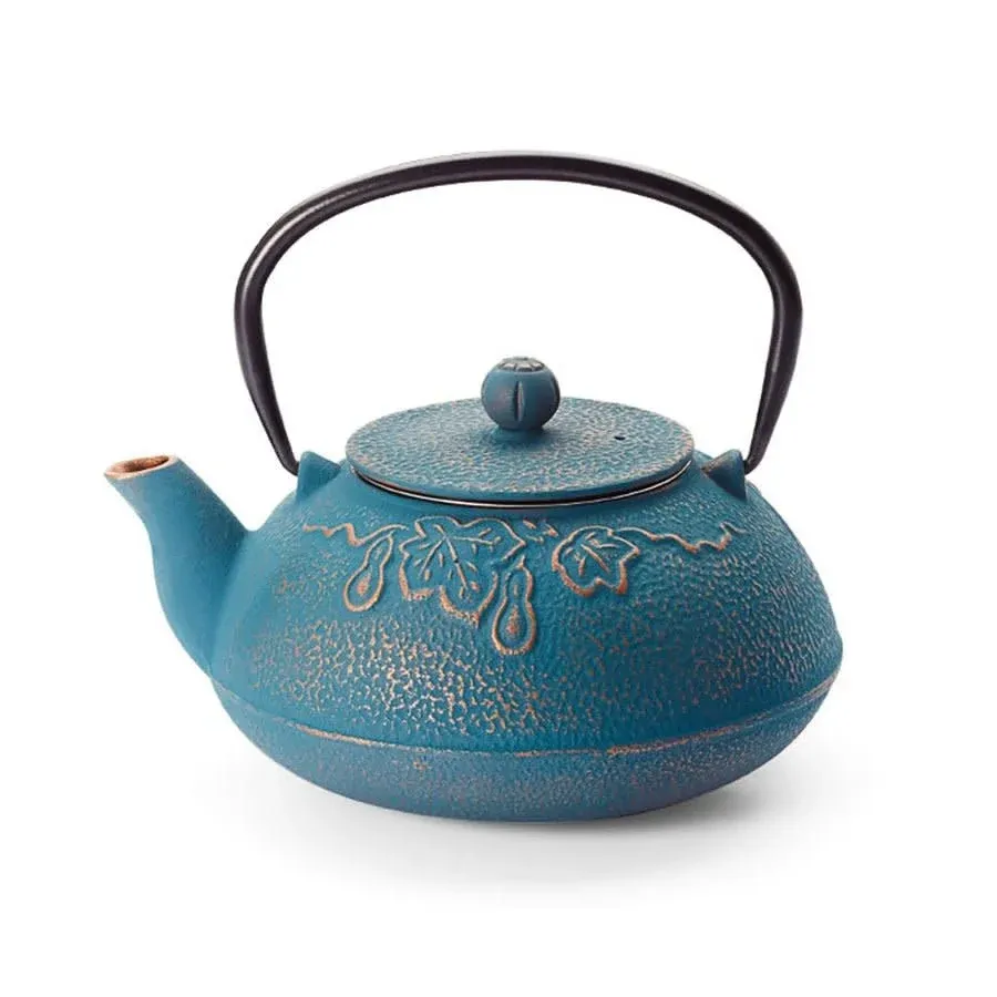 Theepot "Lantian", blauw, gietijzer met roestvrijstalen filter - 1000ml