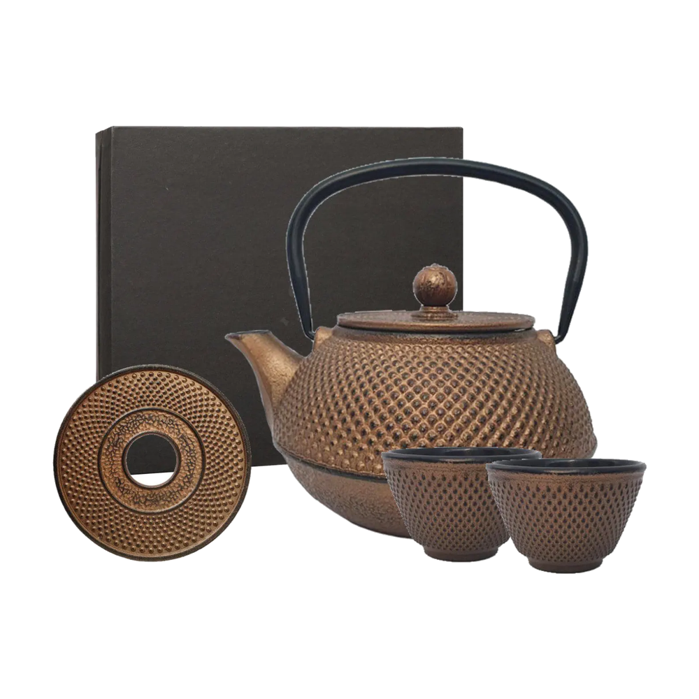 Giftbox Theepot + 2 kopjes Arare 0,80 ltr, full copper