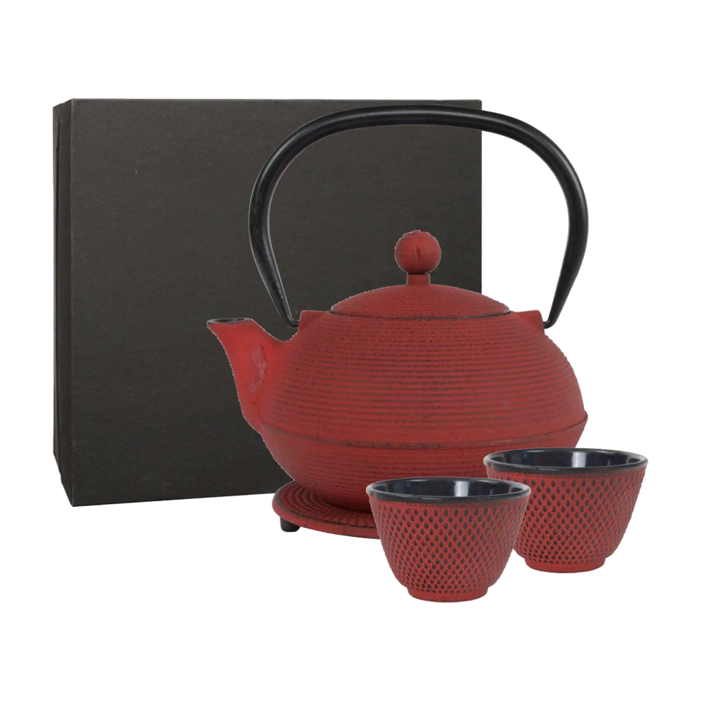 Giftbox Theepot + 2 kopjes Ganzou 0,90L Japanese Rood