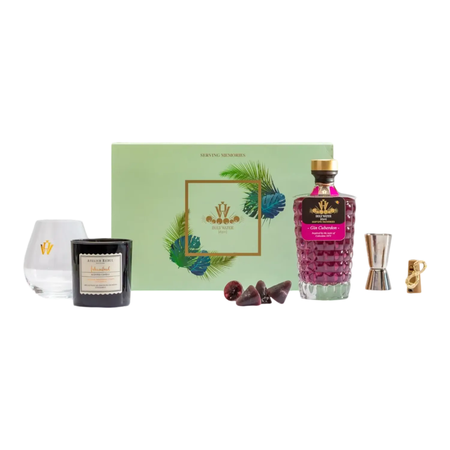 Geschenkpakket holy water gin cuberdon