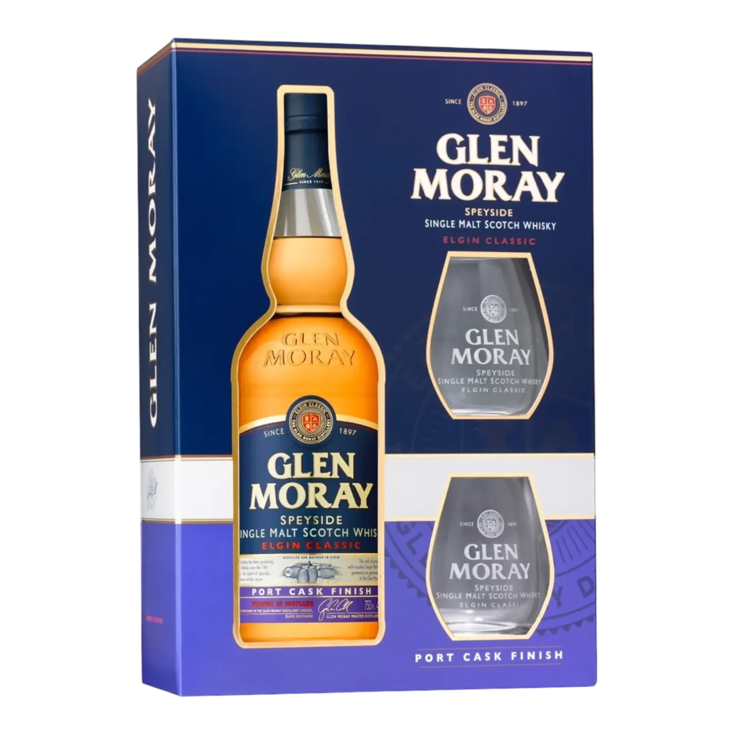 Glen Moray Classic Port Cask Finish + 2 Verres 40° - 0,7L