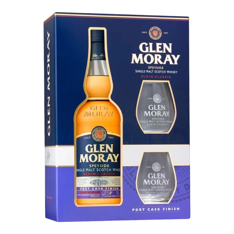 Glen Moray Classic Port Cask Finish + 2 Verres 40° - 0,7L