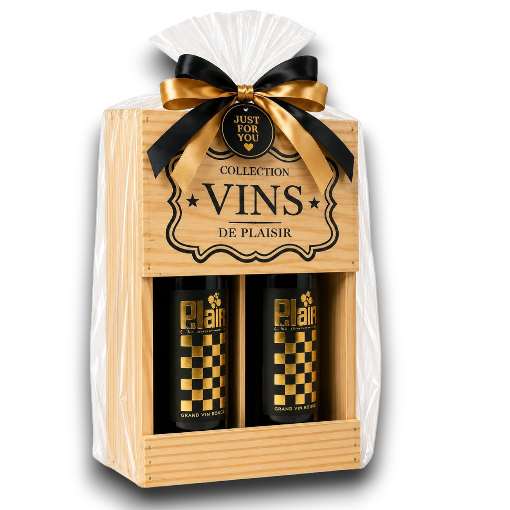 Wooden Box: 2x LePlan "GP" Merlot 75cl