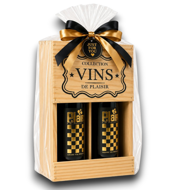 Wooden Box: 2x LePlan "GP" Merlot 75cl