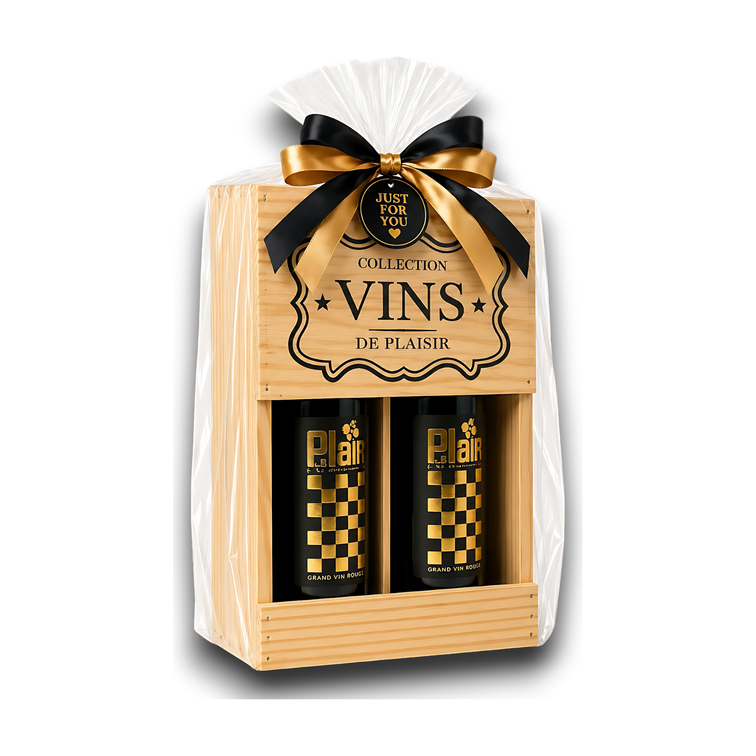 Wooden Box: 2x LePlan "GP" Merlot 75cl