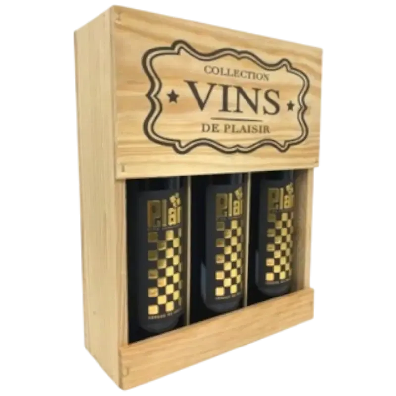 Wooden Box 3 x LePlan "GP" Merlot 75cl