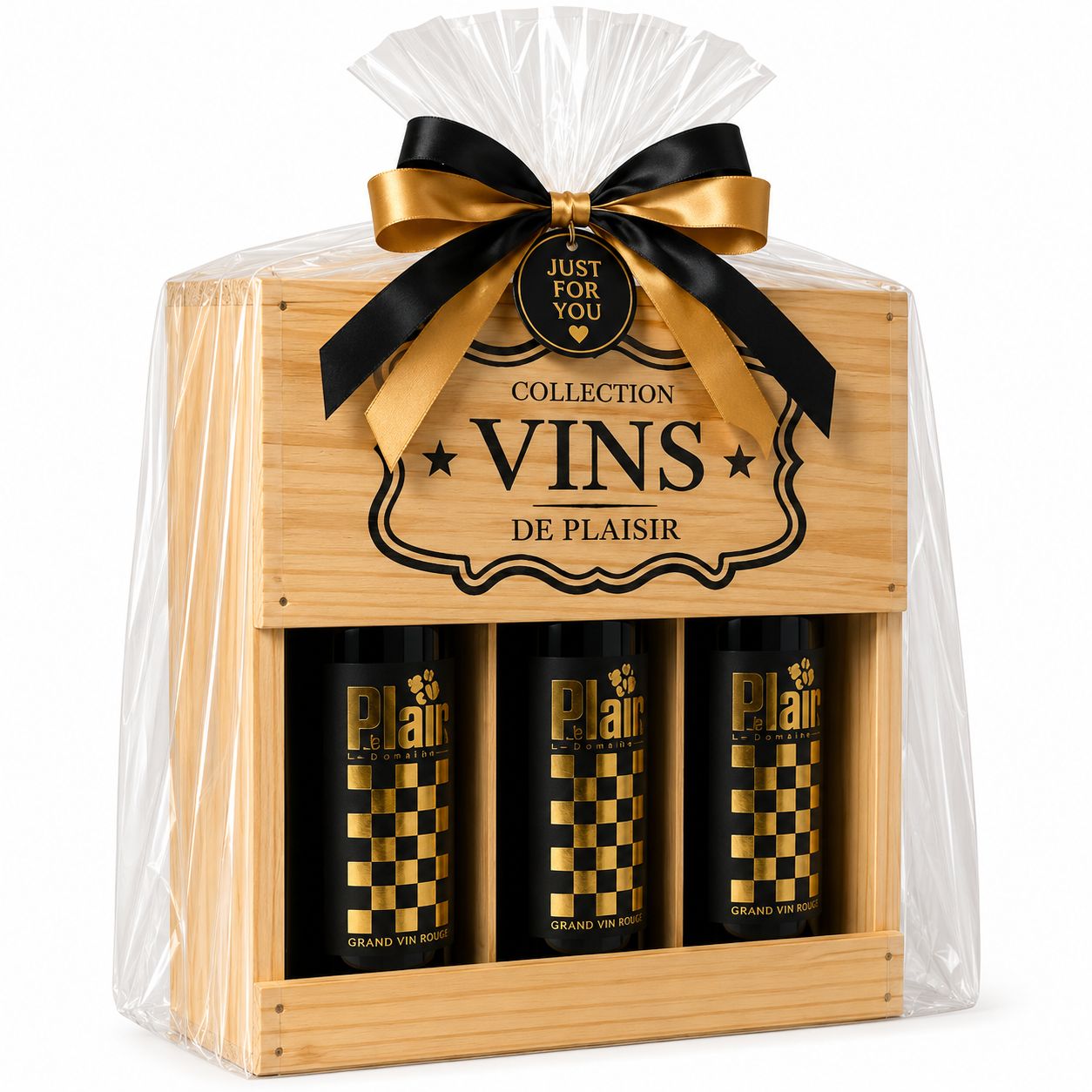 Wooden Box 3 x LePlan "GP" Merlot 75cl