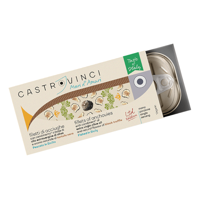 Filets d'anchois à l'huile d'olive biologique et à la truffe noire – édition limitée 48g