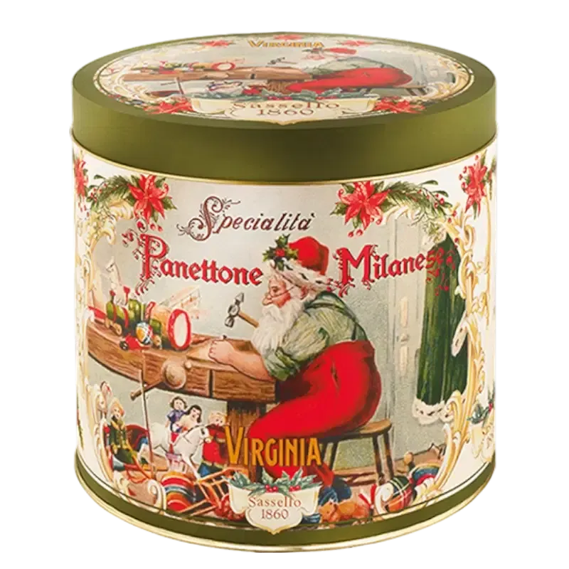 Panettone in green round tin 1kg