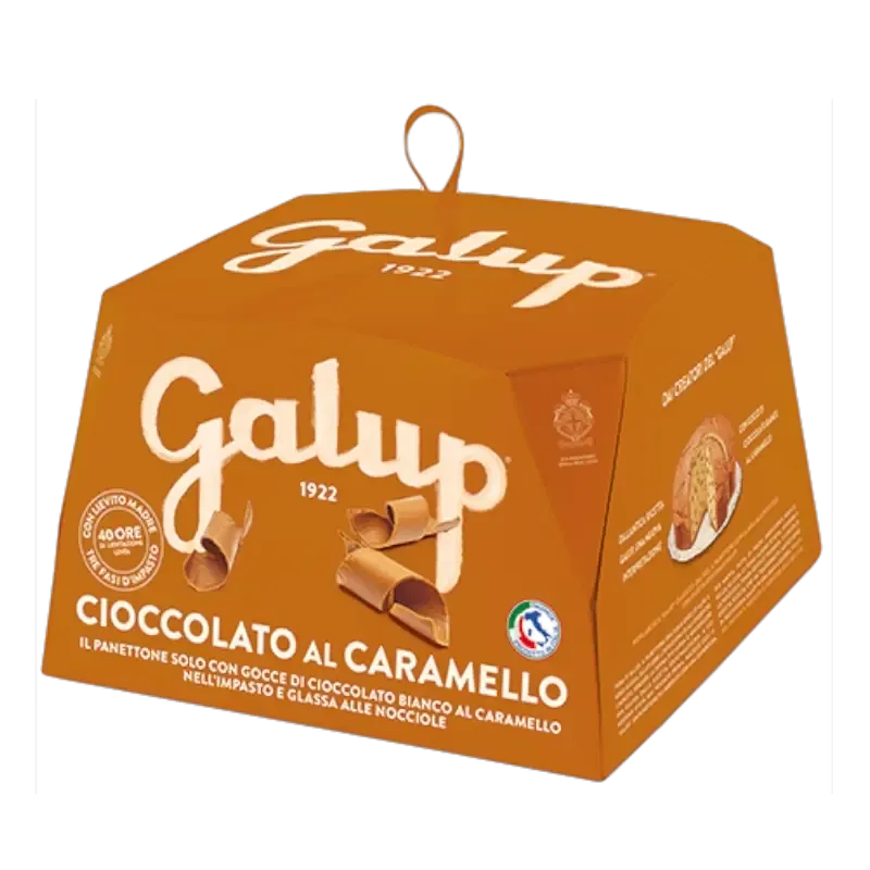 Panettone with white chocolate and caramel