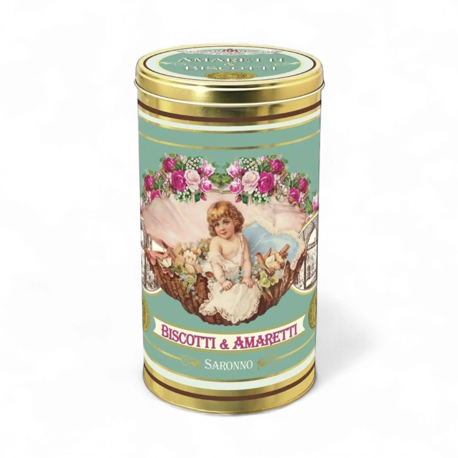 Amaretti Crunchy &amp; Soft Round Tin 300g