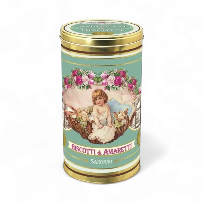 Amaretti Crunchy &amp; Soft Round Tin 300g