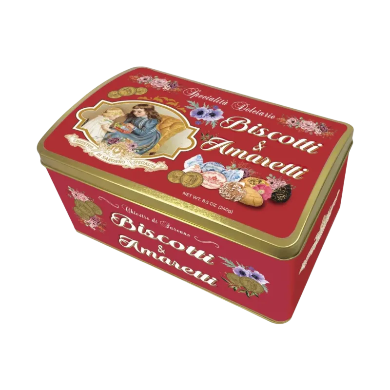 Amaretti Crunchy Rood Tin 210g