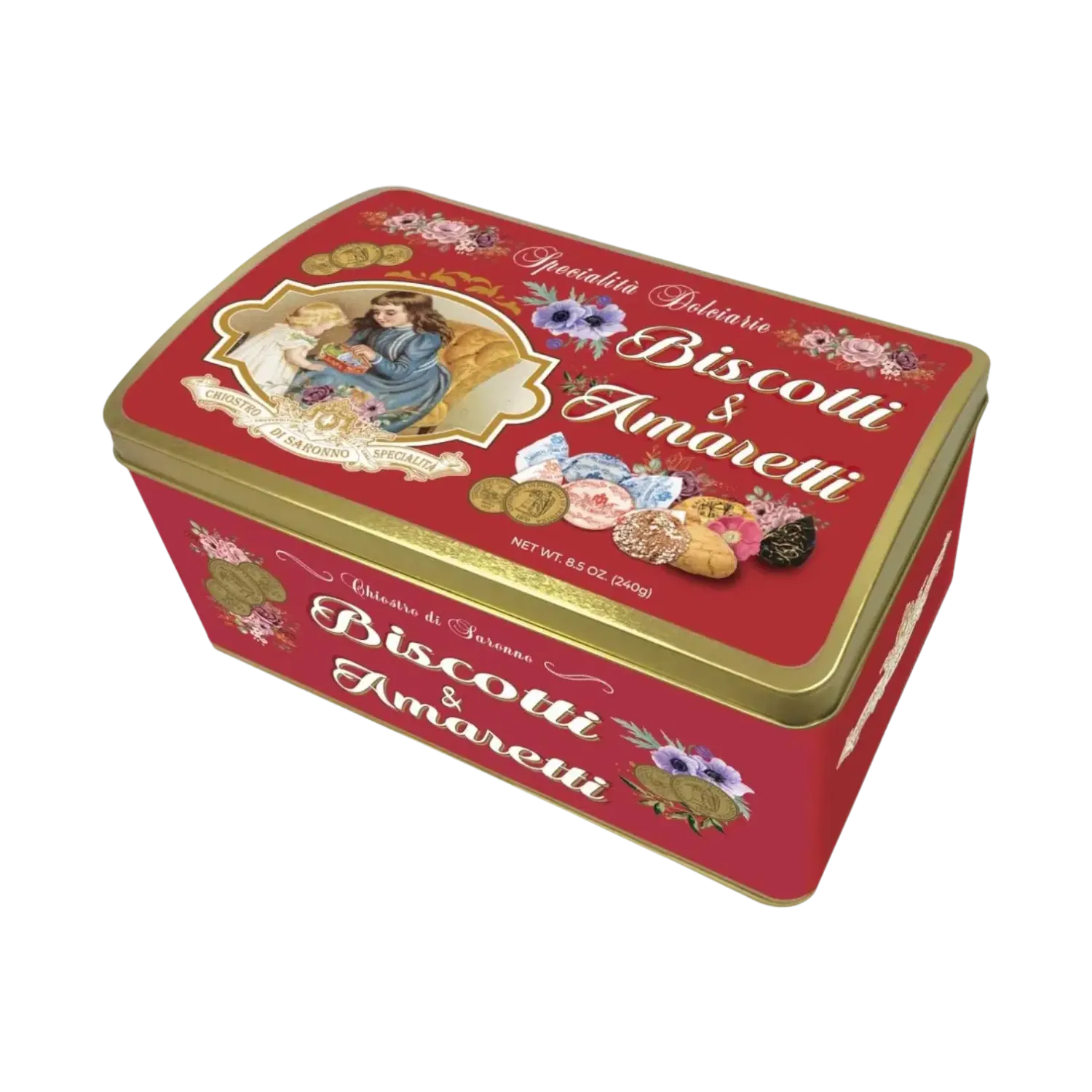 Amaretti Crunchy Rood Tin 210g