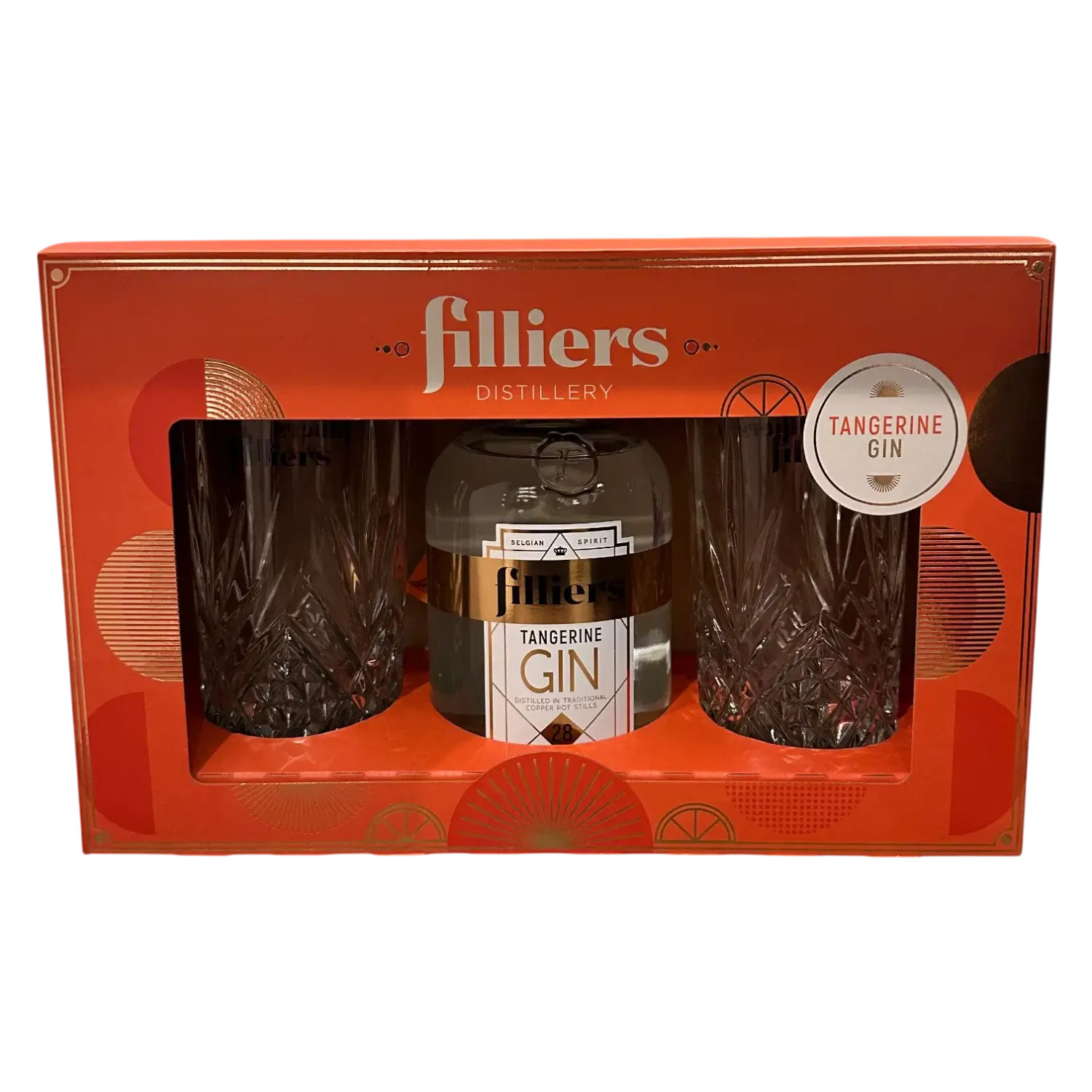 Filliers Gin Tangerine 50cl + 2 Glasses 43.7°