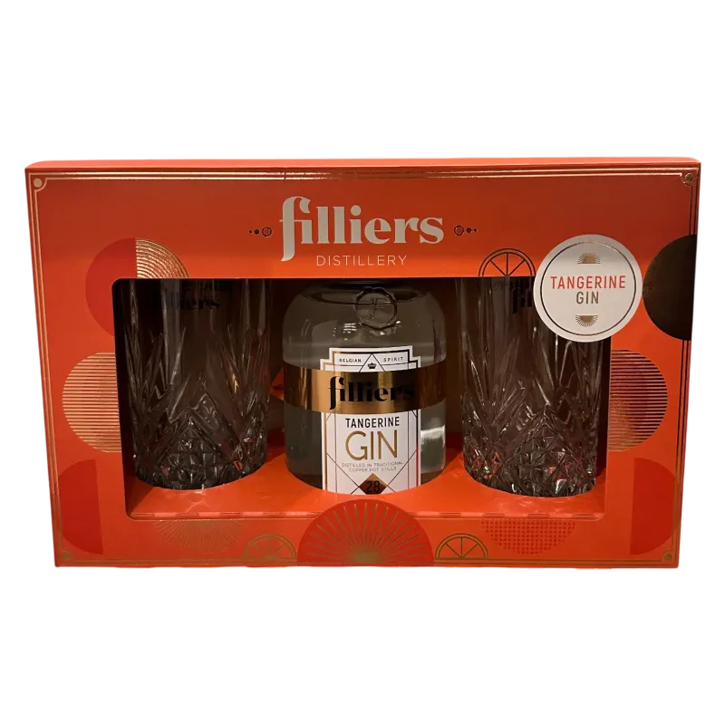 Filliers Gin Tangerine 50cl + 2 Glasses 43.7°