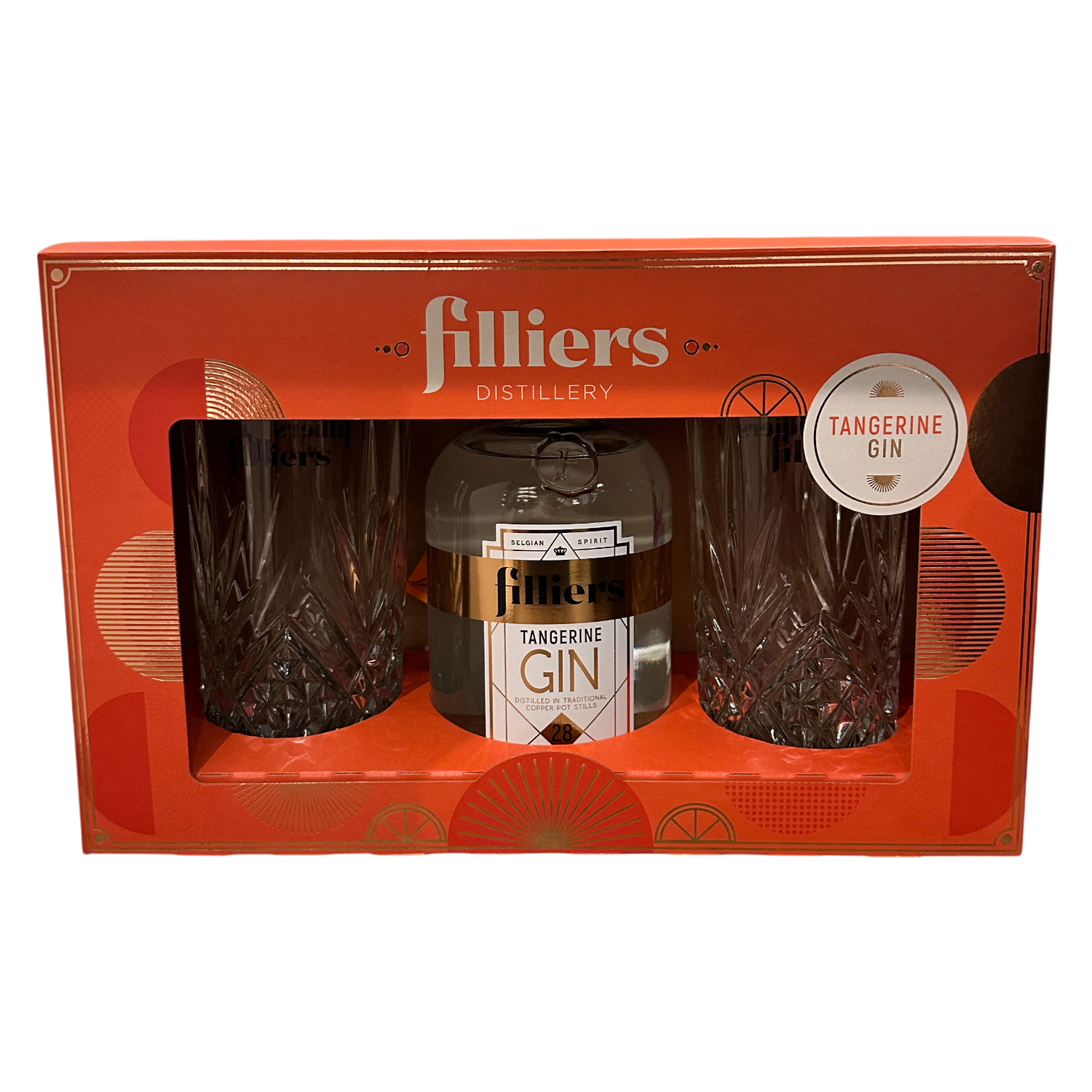 Filliers Gin Tangerine 50cl + 2 Glasses 43.7°