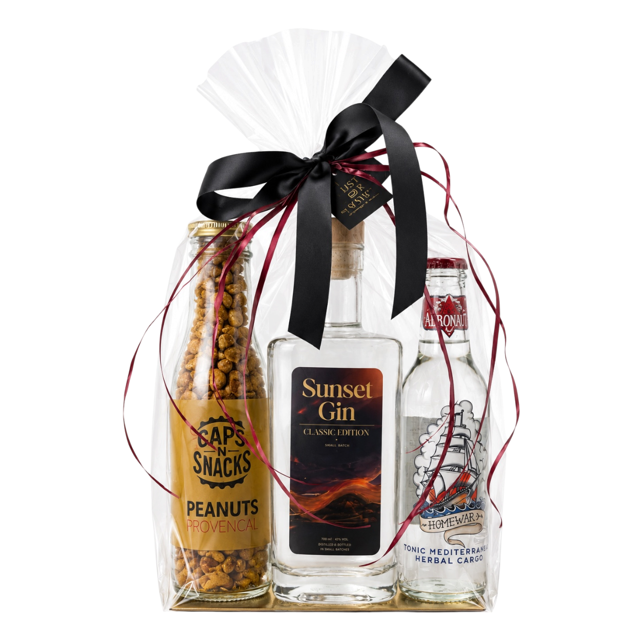 Sunset Gin Geschenkset met tonic en pinda’s