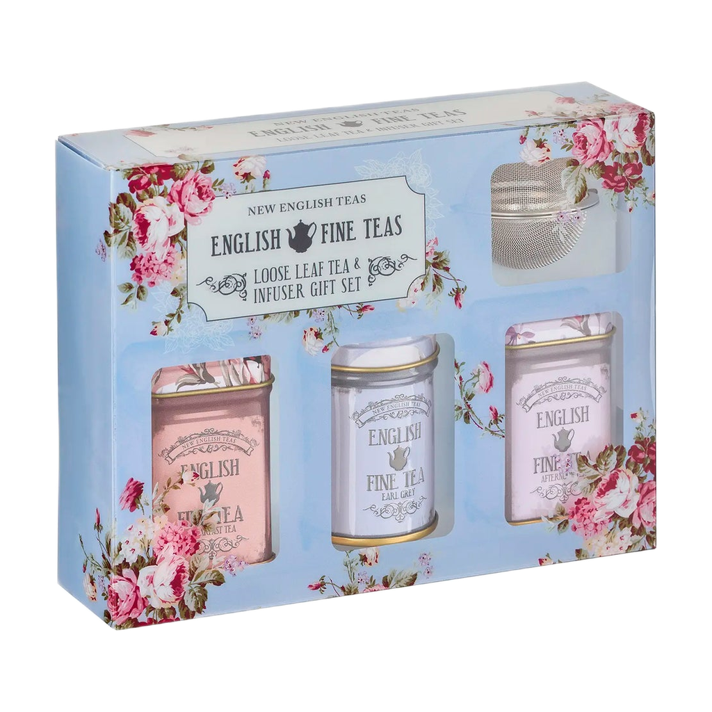 Vintage Bloemen Mini Theeblik &amp; Infuser Cadeauset