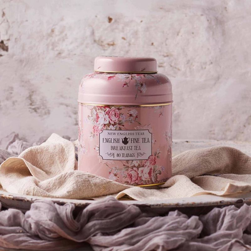 Vintage Bloemen Theeblik Blush 80 Theezakjes