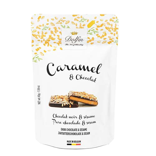 caramel pure chocolade sesam 45g