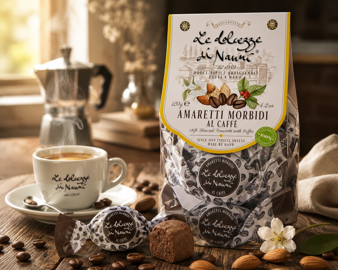Zachte koffiemacarons uit Italië, Toscane - 120 g verpakking