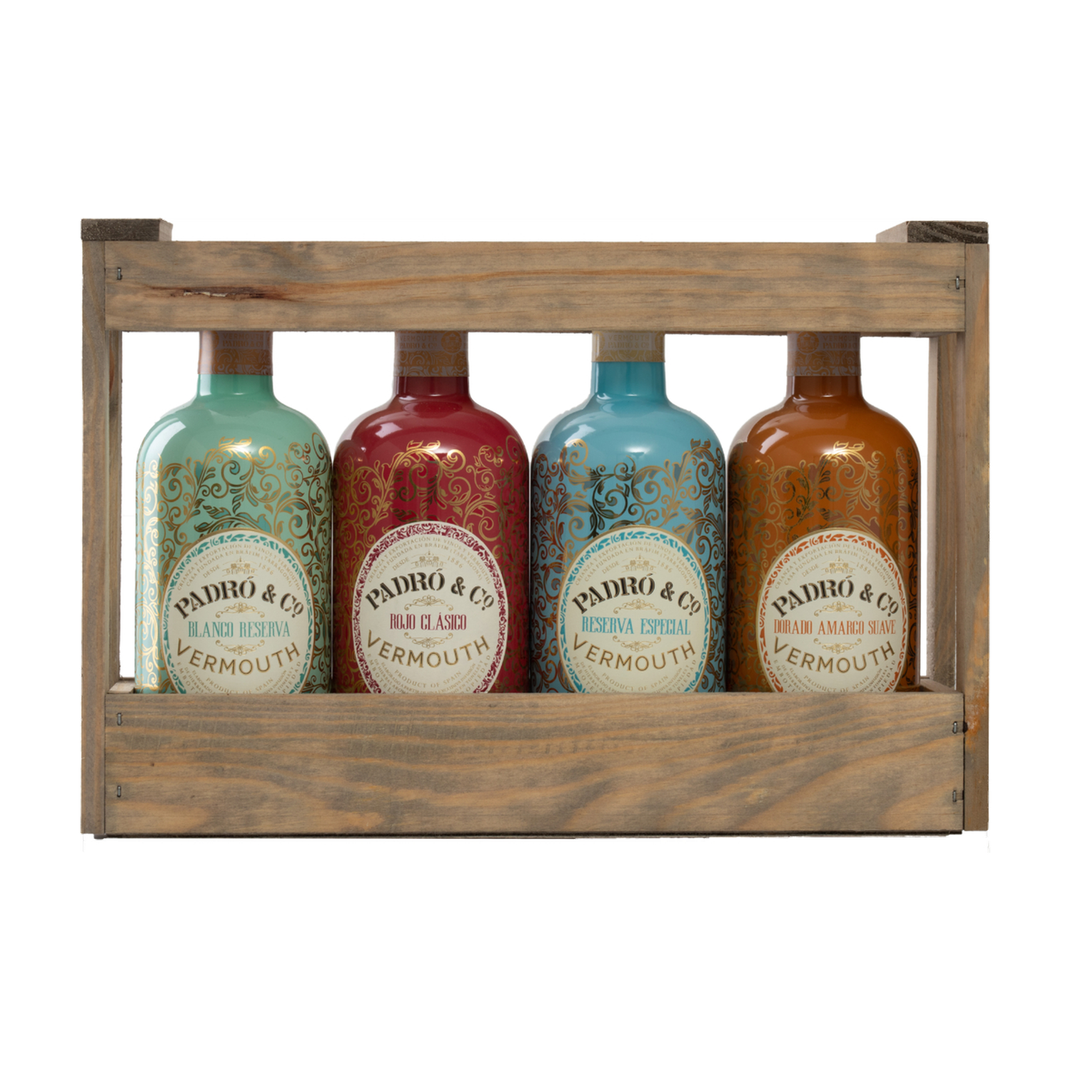 Padró &amp; Co. Vermouth Houten kist 4 flessen [verpakking 3L]