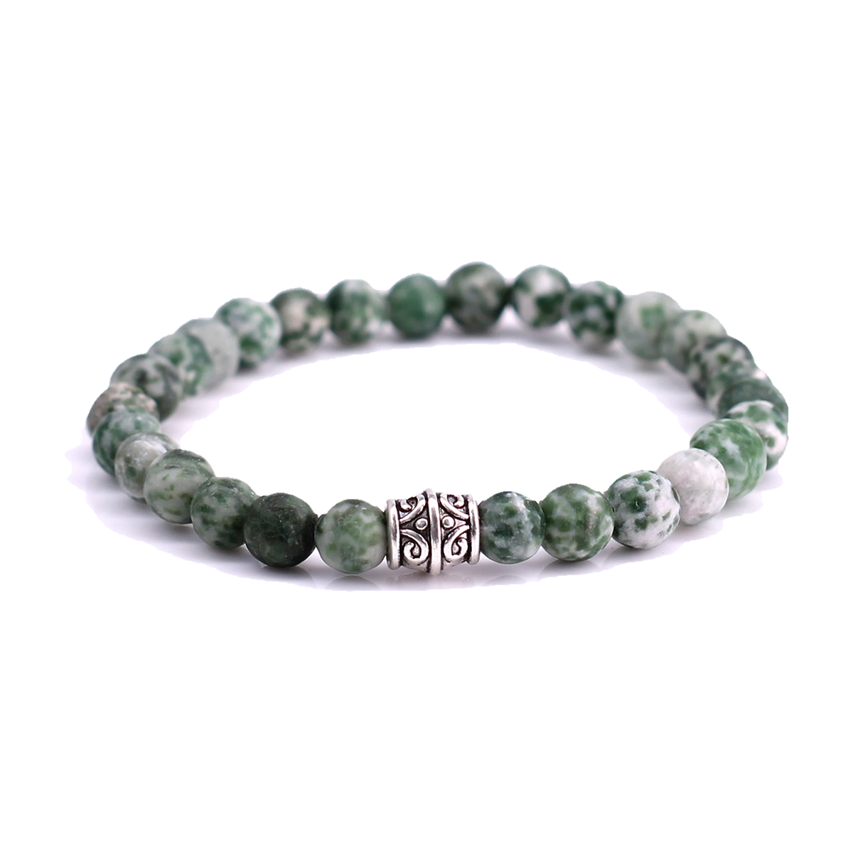FortunaBeads Basic Mat Green Spot Stone men’s bracelet