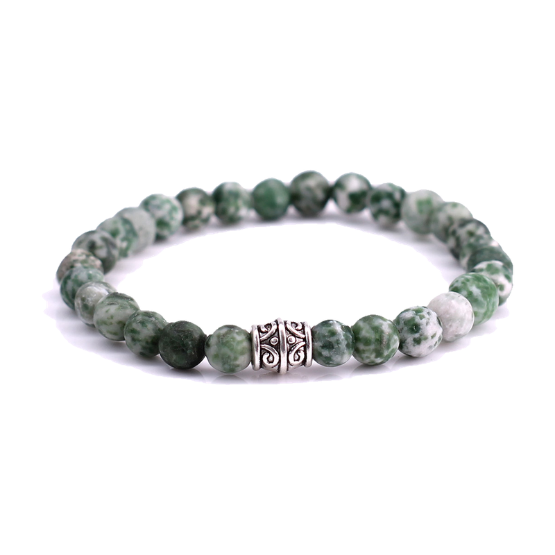 FortunaBeads Basic Mat Green Spot Stone men’s bracelet