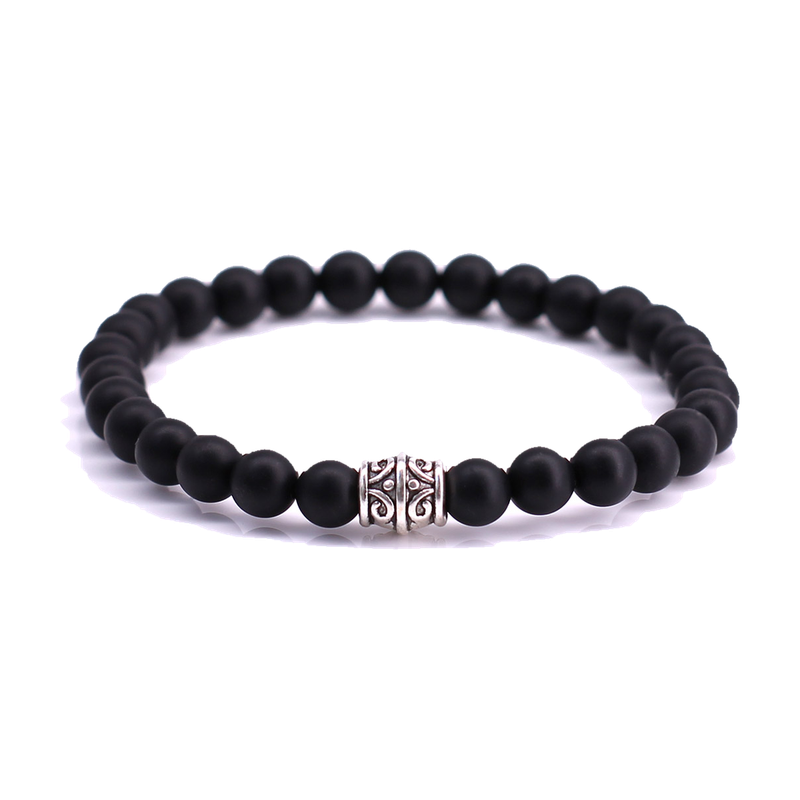 FortunaBeads Basic Mat Black Onyx men’s bracelet