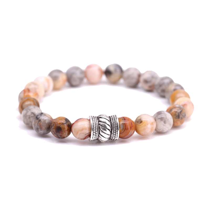 FortunaBeads Bali Basic Crazy Agate men’s bracelet